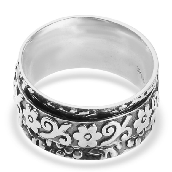 STERLING SILVER SPINNER (FIDGET) FLORAL RING - Picture 5 of 5